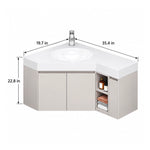 Corner floating bathroom vanity,35.4in