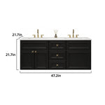 Black wall‑mounted double‑sink bathroom vanity,47.2in