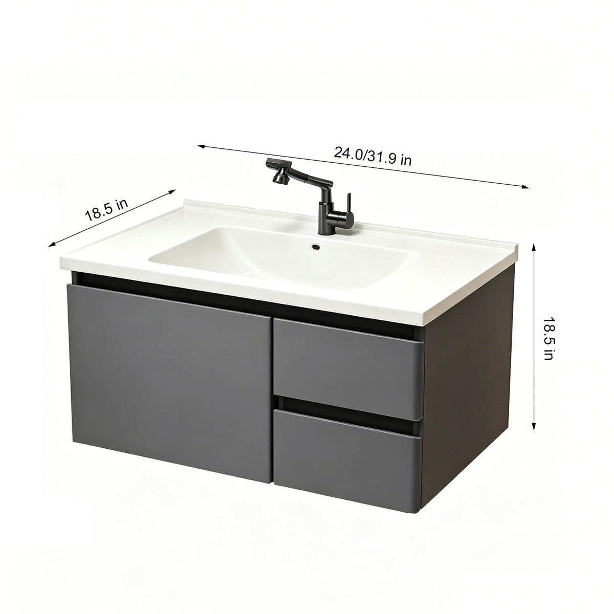 Wall‑mount bathroom vanity, 24/31.9 in