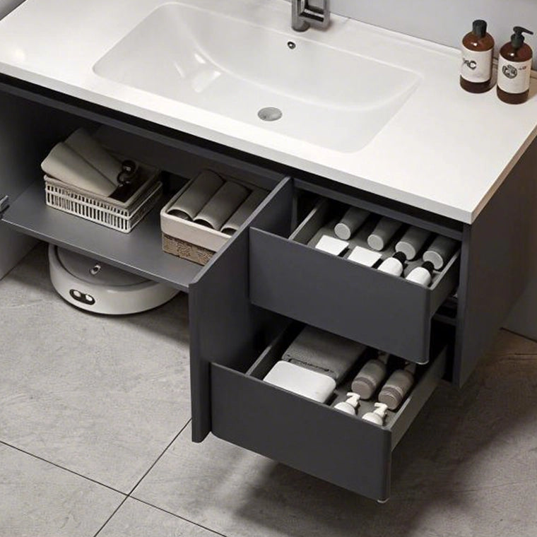 Bathroom vanity internal storage function display