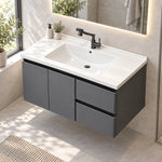 Hanging bathroom vanity in home bathroom close‑up