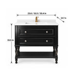 Black vintage freestanding single‑sink bathroom vanity,23.6/31.5/35.4in