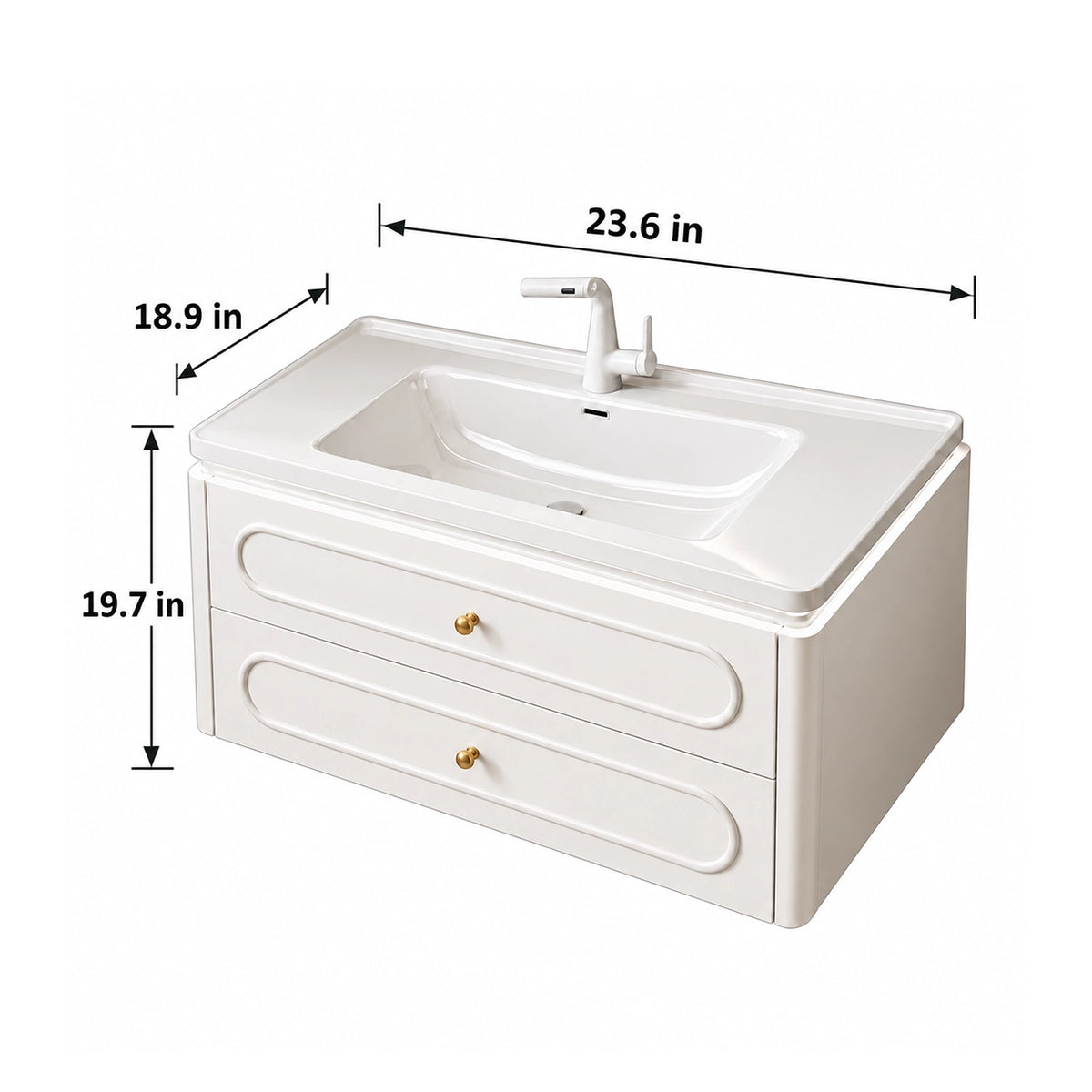French cream‑style wall‑mount bathroom vanity,23.6in