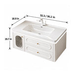 French cream‑style floating bathroom vanity,32.3/36.2in