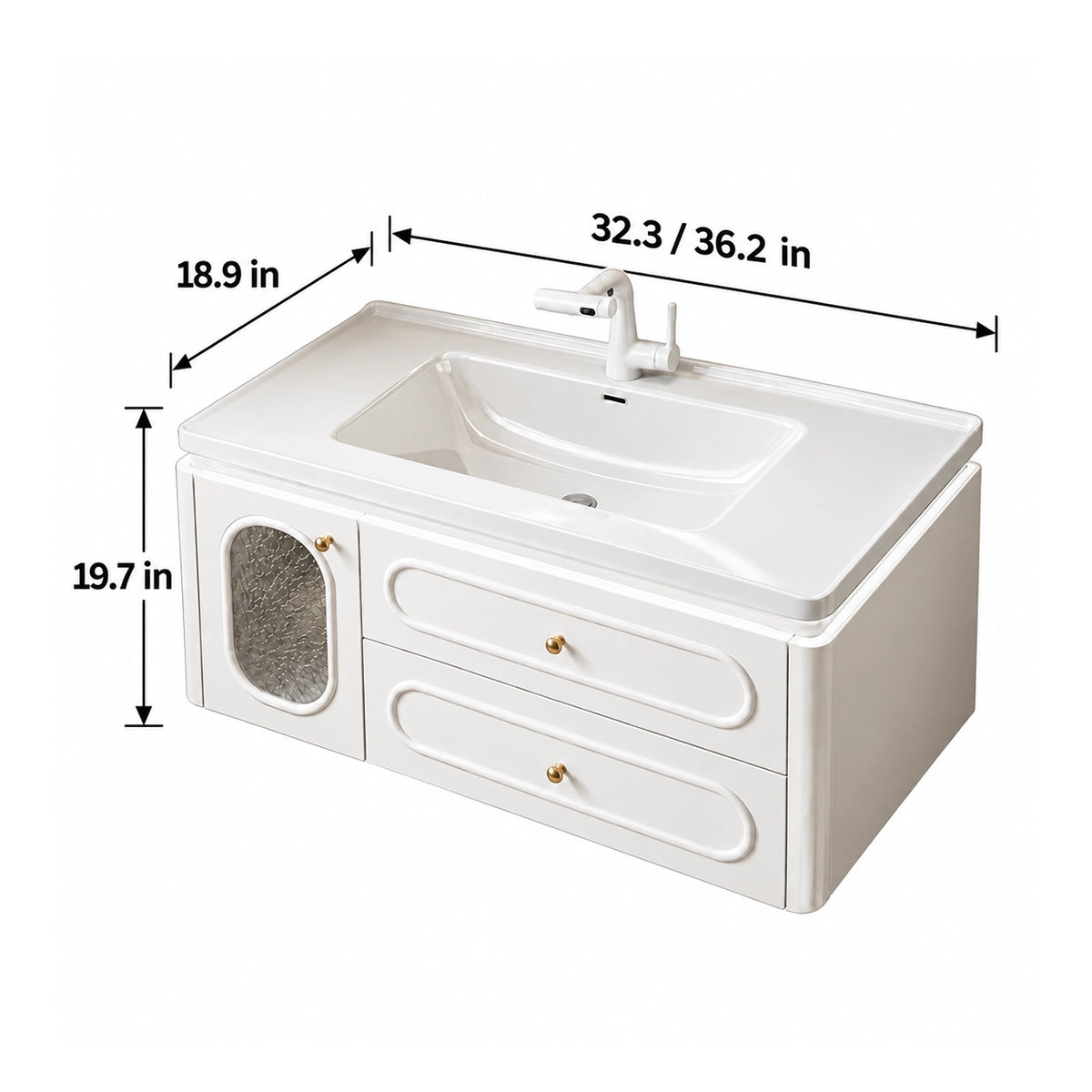 French cream‑style floating bathroom vanity,32.3/36.2in