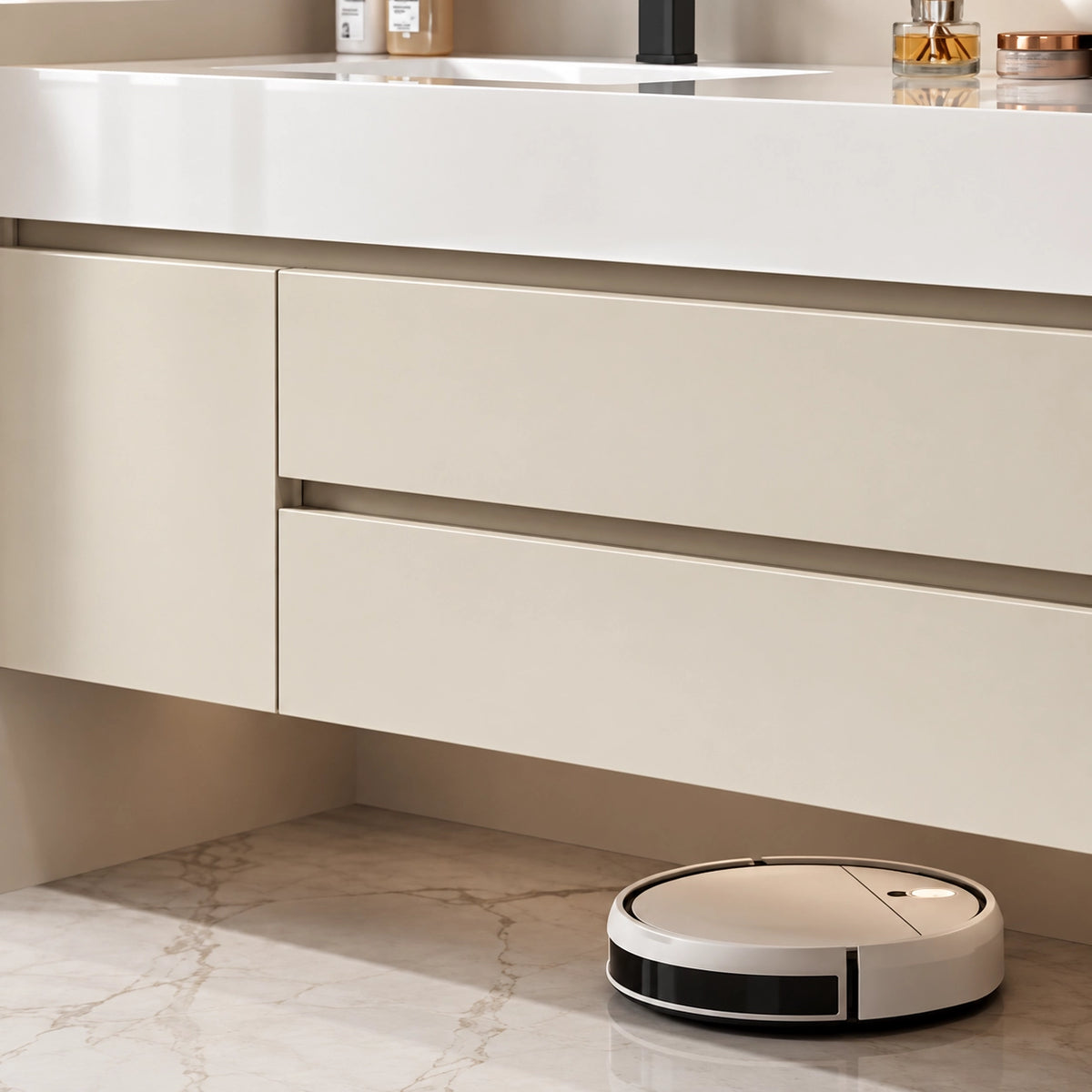 Undercabinet clearance for robot vacuum cleaner