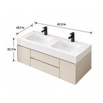 Dimensions for 47.2-inch Wall-mounted double sink bathroom vanity.