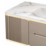 Close‑up of fluted ribbed cabinet door panel