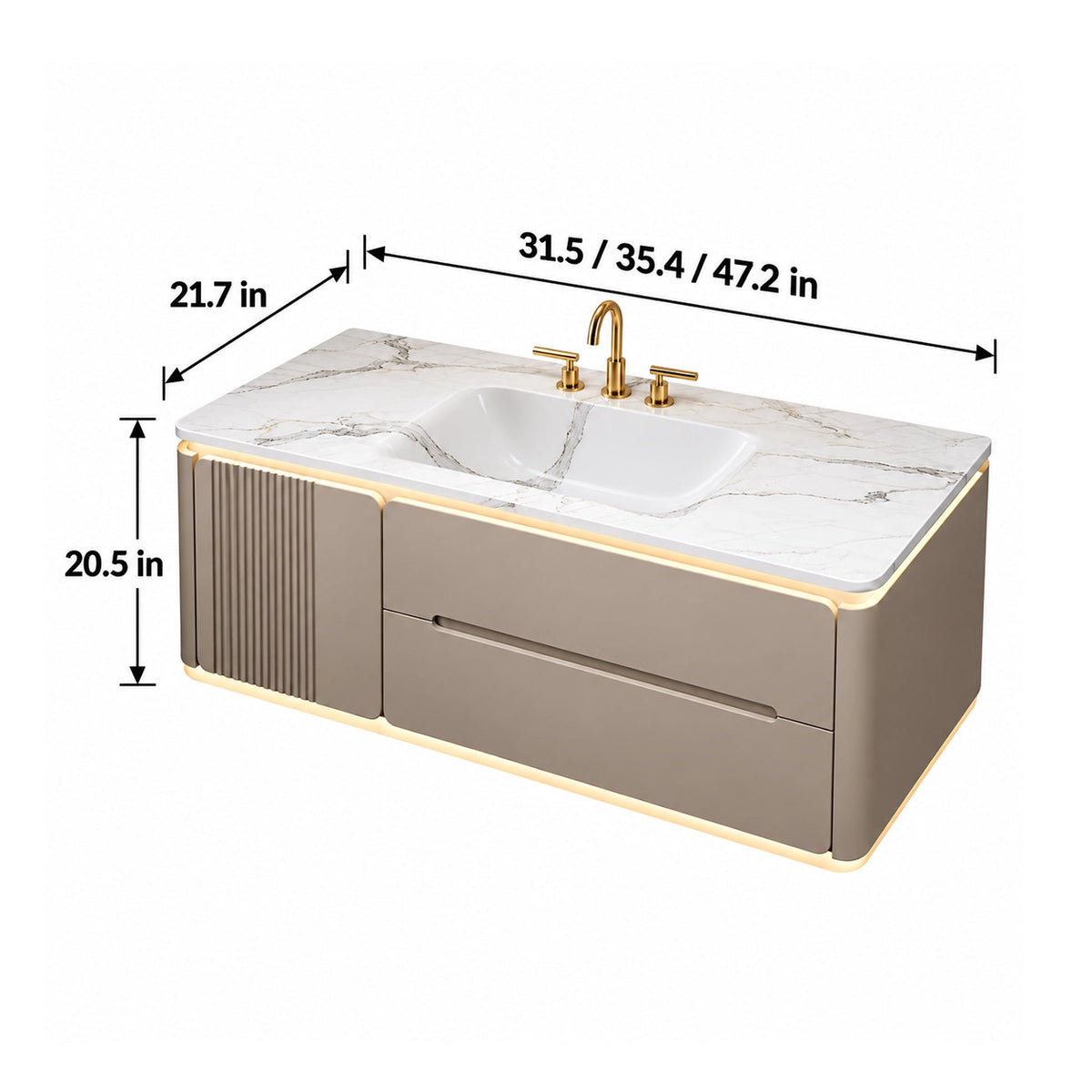 Wall‑mounted single sink bathroom vanity, 31.5 inch/35.4 inch/47.2 inch