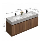 Dimensions for 47.2-inch Freestanding double sink bathroom vanity
