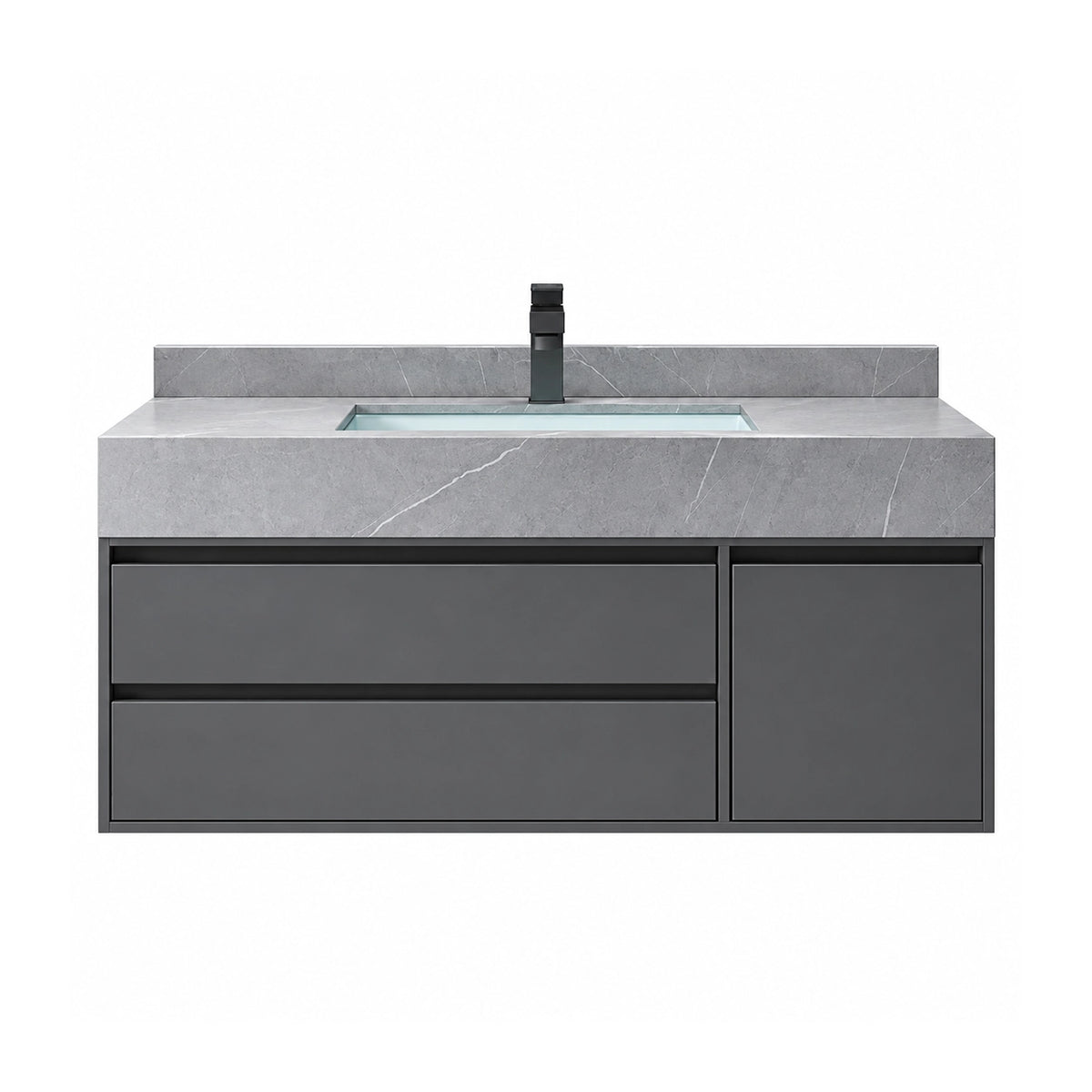 Floating bathroom vanity with backsplash sintered stone countertop