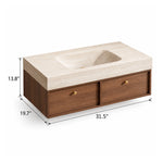 Wall‑mount bathroom vanity, size 31.5"W×19.7"D×13.8"H