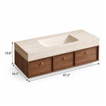 Wall‑hung bathroom vanity, size 47.2"W×19.7"D×13.8"H