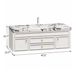 White wall‑mount bathroom vanity, size 47.2"×21.7"×21.7"
