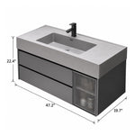 Grey floating bathroom vanity, size 47.2"×19.7"×22.4"