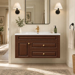 American floating bathroom vanity, wainscot style luxury bathroom