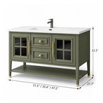 Green freestanding bathroom vanity, size 31.5"/35.4"/47.2"×21.7"×32.3"