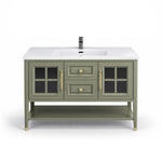 American freestanding vanity,  mixed glass doors and open shelf
