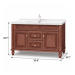 Vintage freestanding bathroom vanity, size 35.8"×19.7"×32.7"