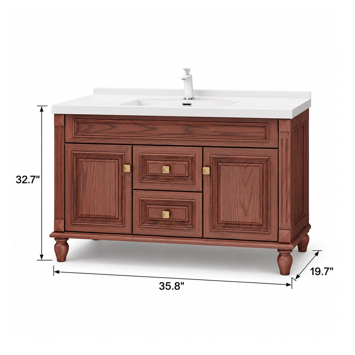 Vintage freestanding bathroom vanity, size 35.8"×19.7"×32.7"