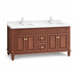 Retro freestanding bathroom vanity, double sink with multi‑door large‑capacity storage