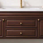 American style bathroom vanity, raised panel doors, double drawers with gold hardware