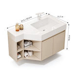Special‑shape vanity with open cubby, 31.5/35.4in W,15.7in D,19.3in H