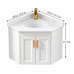 Wall‑mount corner vanity, both sides 23.6‑31.5in, cabinet height 21.7in