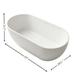 Dimensions diagram of the 63-inch matte white thin-rim solid surface bathtub, measuring 63 by 29.5 by 21.7 inches.