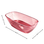 Dimensions diagram of the 67-inch transparent pink resin bathtub, measuring 66.9 by 28.3 by 22 inches.