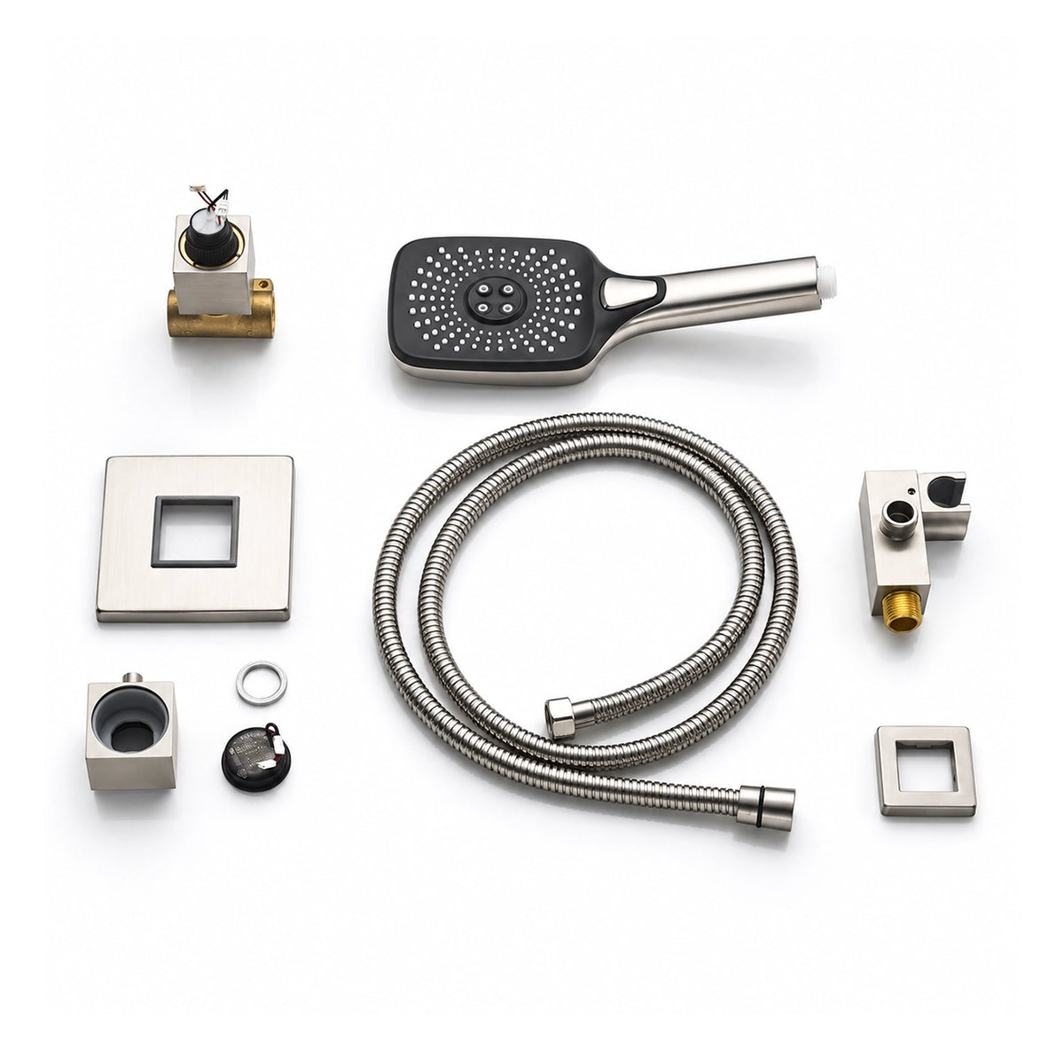 Concealed digital shower set full spare parts, valve body shower hose accessories