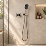 Brushed silver concealed digital shower complete set in home bathroom