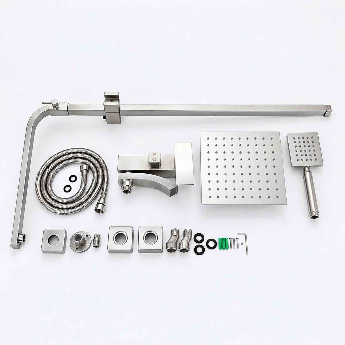 Complete shower system spare parts and installation accessories kit