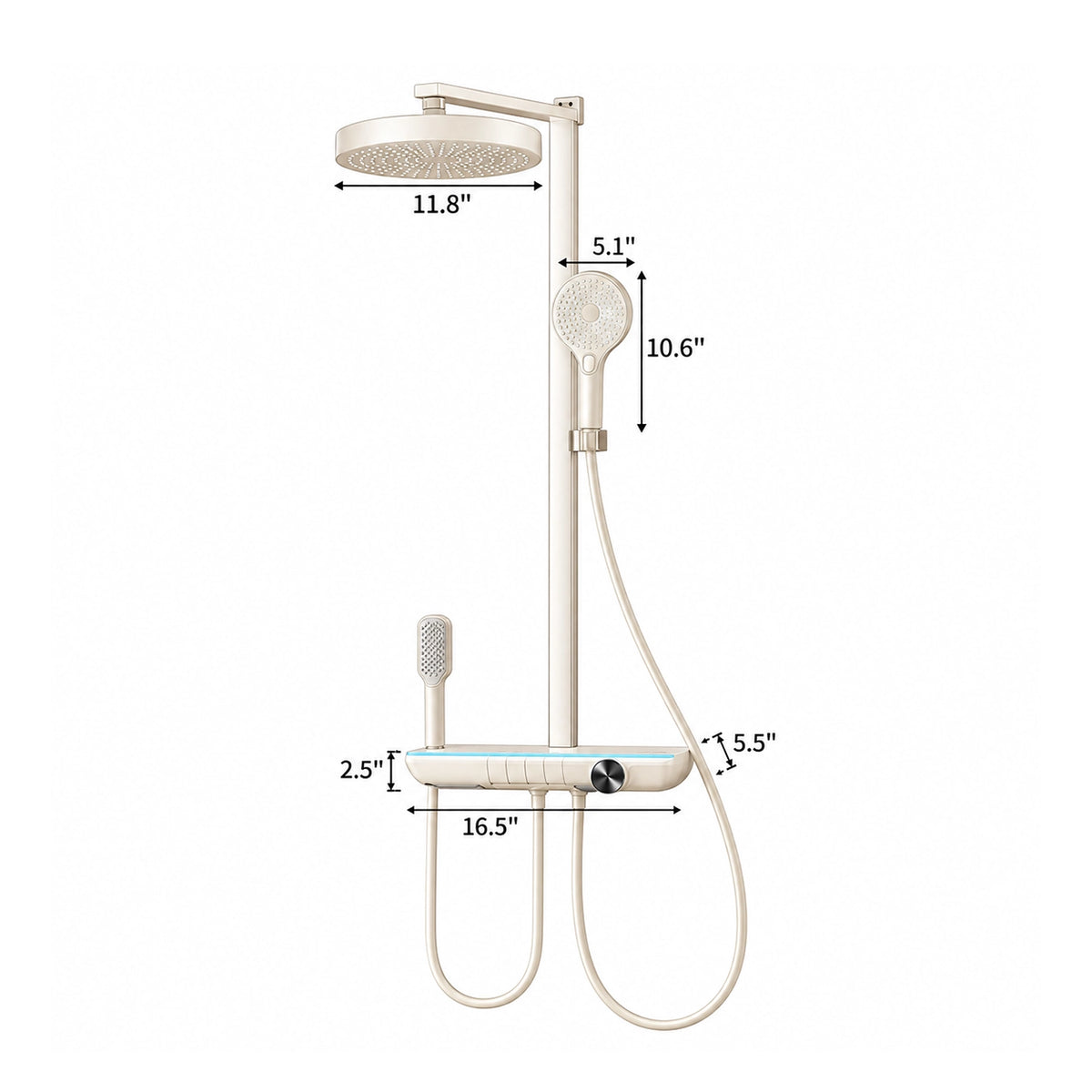 Off‑White 4‑outlet shower set, 11.8in