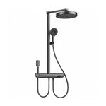 Grey 4‑function shower faucet set, three spray outlets with platform‑style control unit