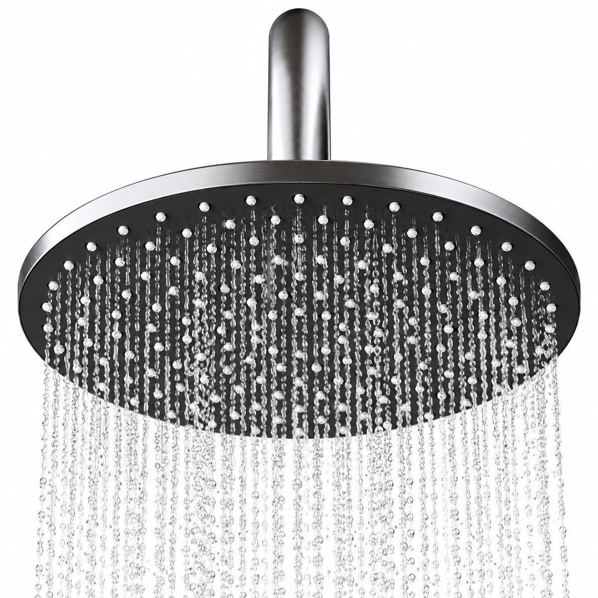 Round overhead shower, close‑up of dense rain spray effect