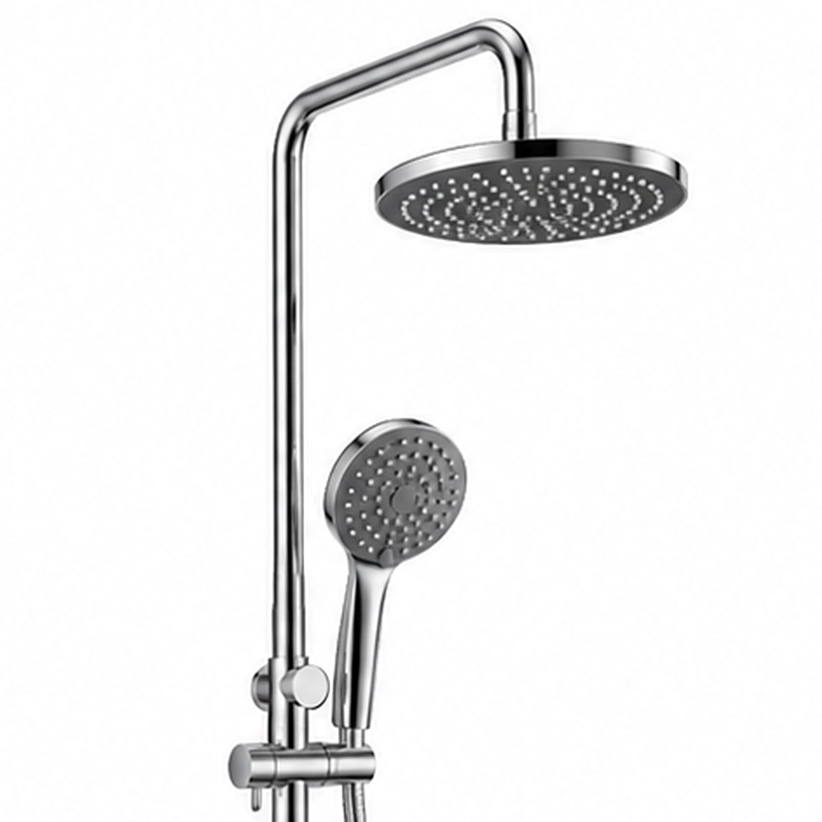 Combo of overhead and hand shower, partial product view on white background
