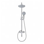 Bright electroplated silver shower system, height‑adjustable slide bar, 3‑spray functions