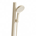 Close‑up of cream square slide bar & handheld shower, adjustable slider detail