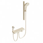 Cream thermostatic shower system, no overhead shower, with shelf and bidet sprayer