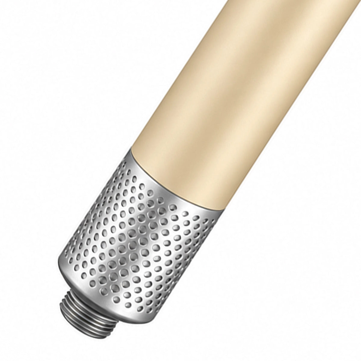 Shower handle tail, metal mesh structure for removable filter cartridge