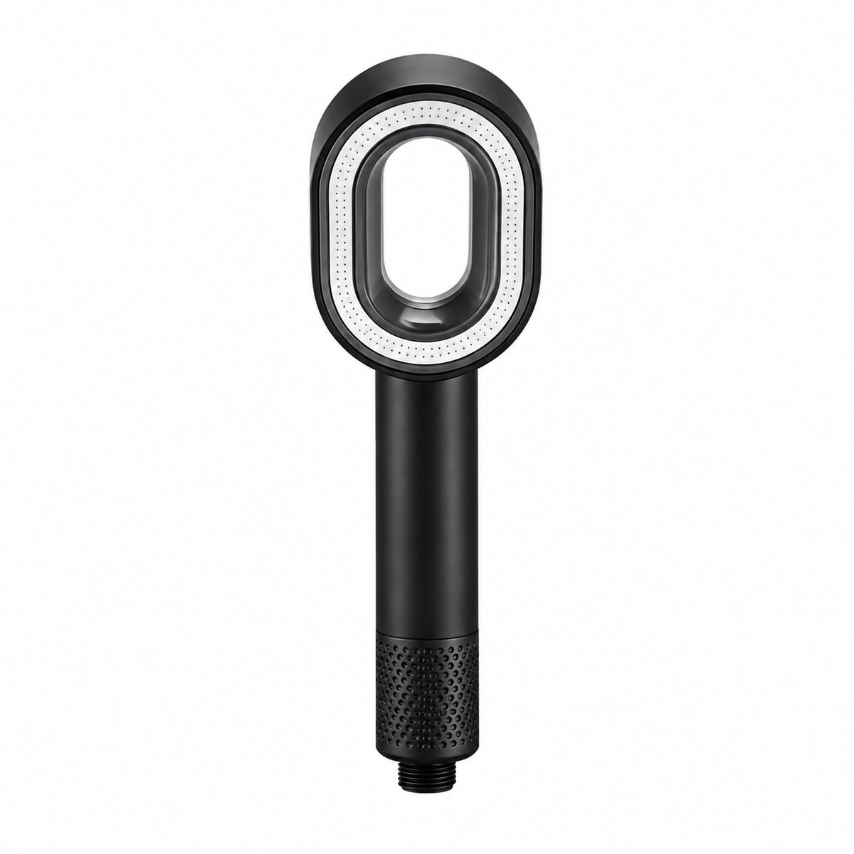 Portable handheld shower, hollow oval face, matte black shower head