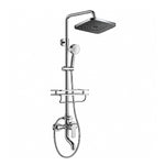 Exposed shower set, Silver finish, large square rain head