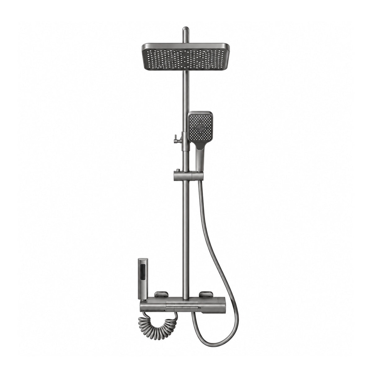 Complete shower system, gunmetal finish, 4 spray modes