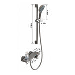 Gunmetal slide bar shower set. Slide bar 27.6in, valve 10.2in, handheld 9.9in