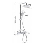Square exposed shower system. Rain head:11.4×7.5in, adjustable riser:34.6–49.6in