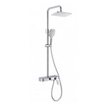 Exposed shower system, chrome finish, rain head plus handheld spray