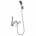 3-function shower set, polished chrome metal surface