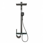 Wall‑mounted gray shower system, combo of rain head, hand shower & bidet sprayer