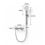 Thermostatic slide bar shower set. Shower head 5.3in, slide bar 21.7in, valve 11.2×1.6in